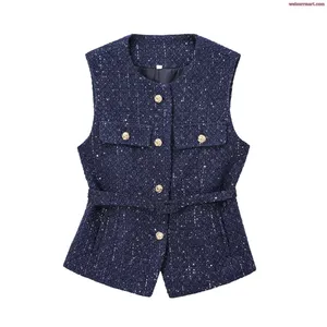 Женский жилет с пайетками и поясом для Zara