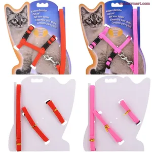 Комплект для кошек из нейлона: регулируемый ошейник и поводок (5 цветов)