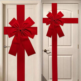 Рождественская красная подвесная дверь с бантом