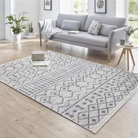 Тканый хлопковый ковер серый